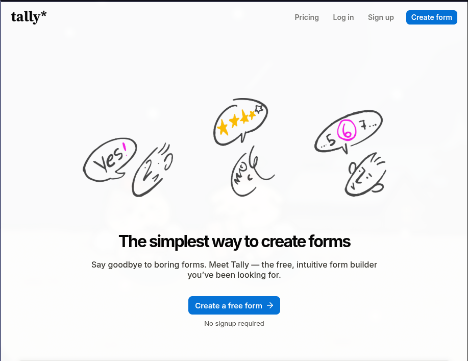 Tally marketing site hero